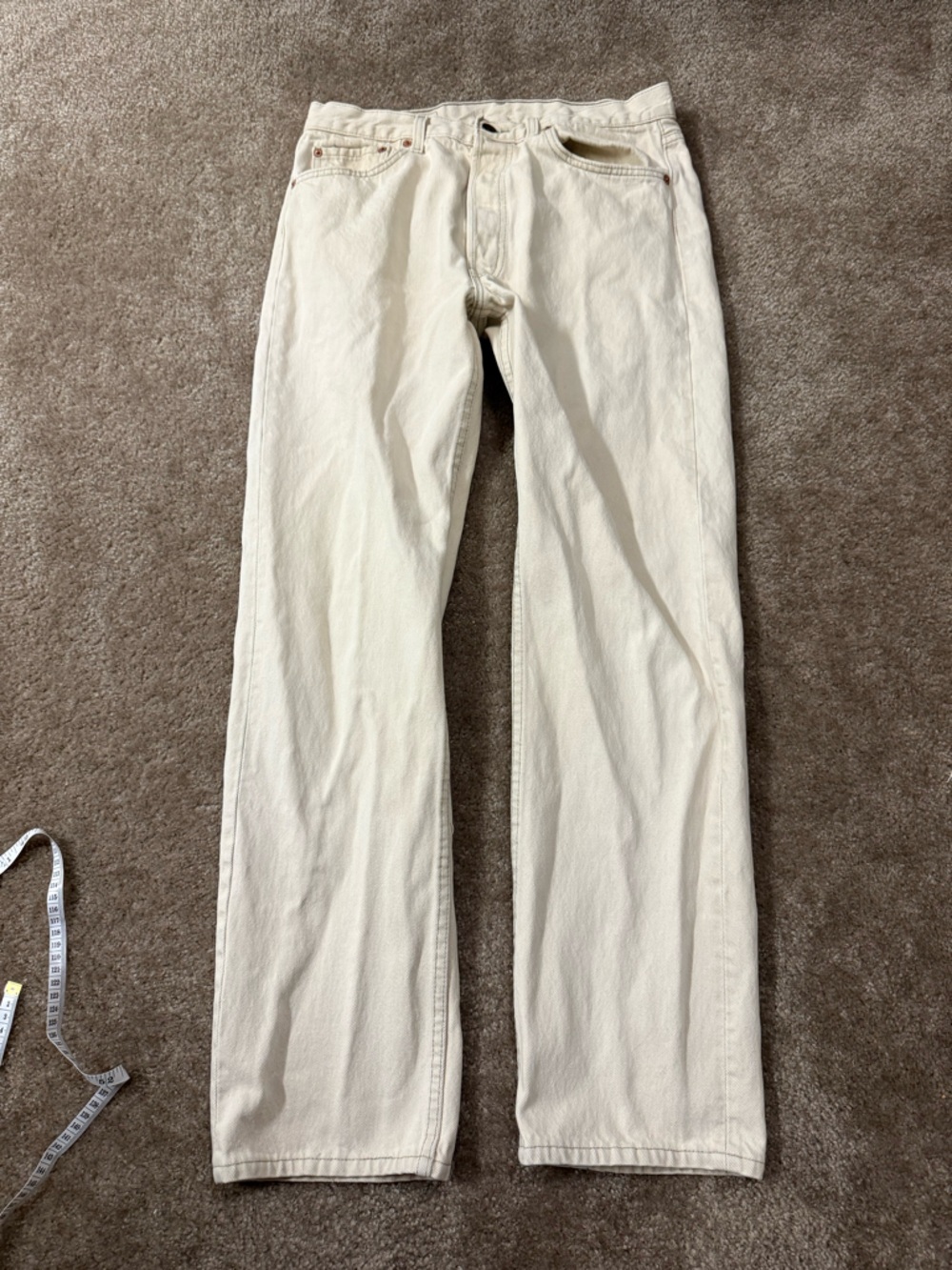 Levi's Beige Straight-Leg Jeans 34x32 501